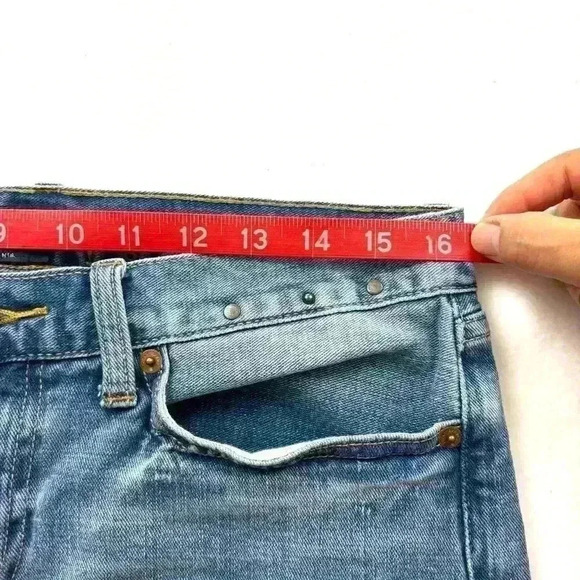 Lucky Brand Retro Faded Patchwork Whisker Frayed Denim Jean Shorts Size 4/27 - Picture 13 of 14